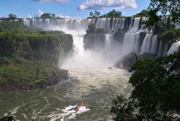 Boat below Iguassu Falls