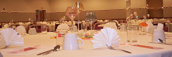 Banquet table with napkin fans