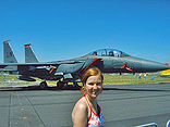 Marloes before an F18 fighter.