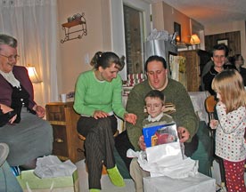 Jayce opens gifts